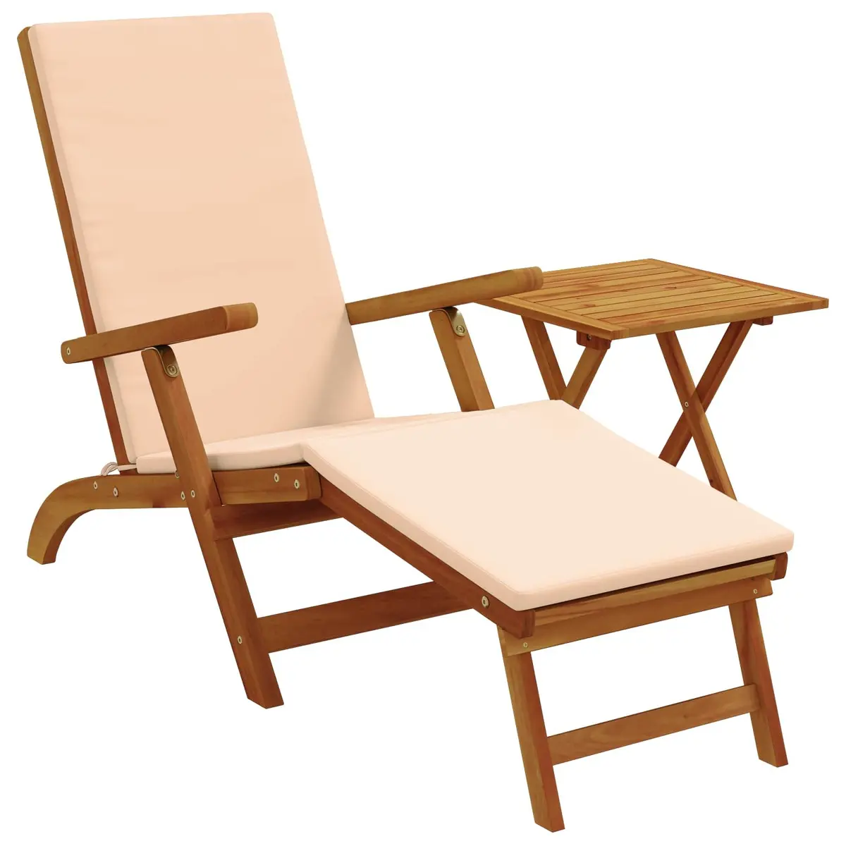 Reclining Sun Lounger Brown 2 Piece Adjustable Backrest Foldable Frame