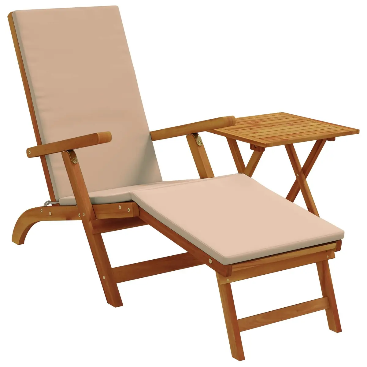 Sun Lounger Brown 2 pcs Adjustable Backrest Folding Chair Acacia Wood