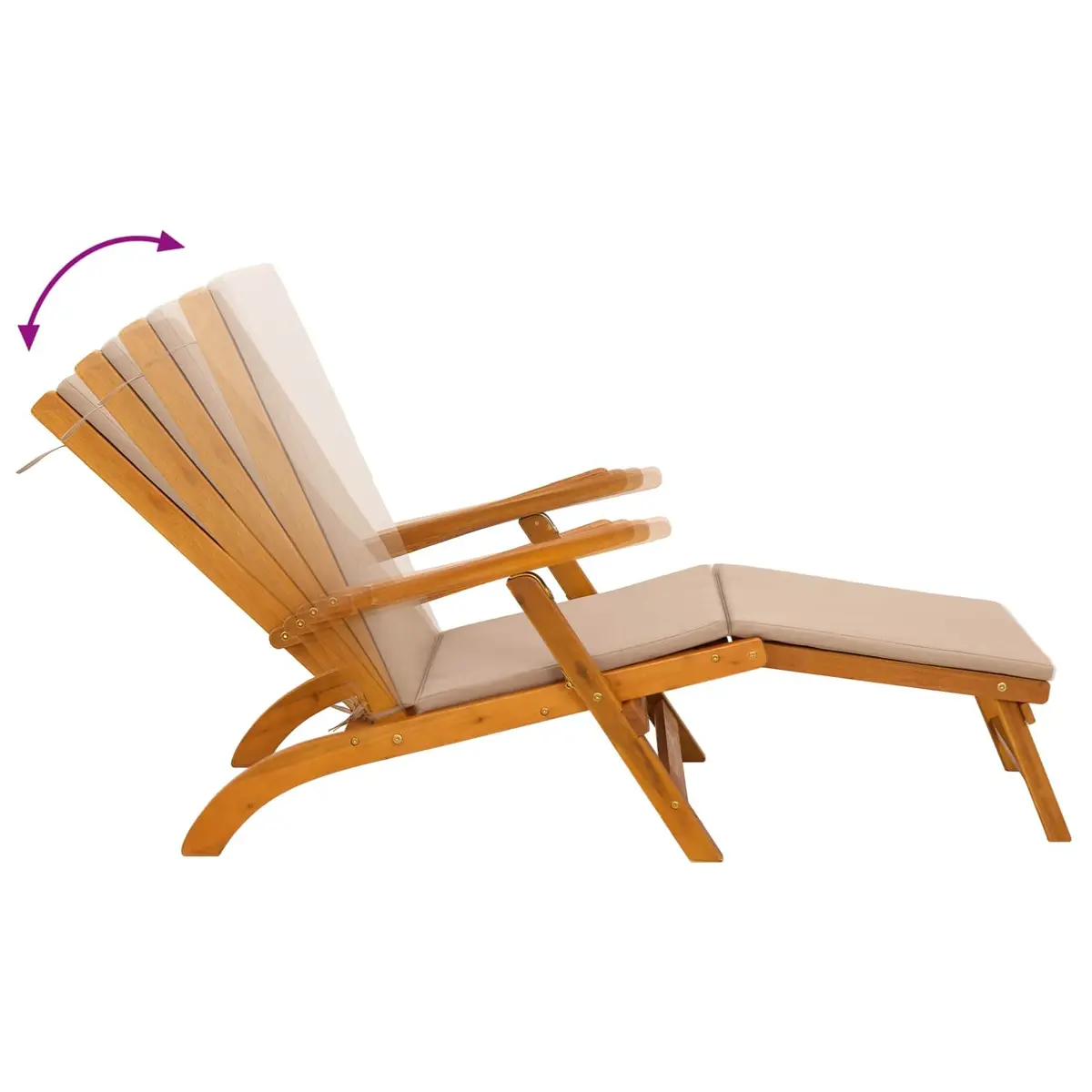 Sun Lounger Brown 2 pcs Adjustable Backrest Folding Chair Acacia Wood