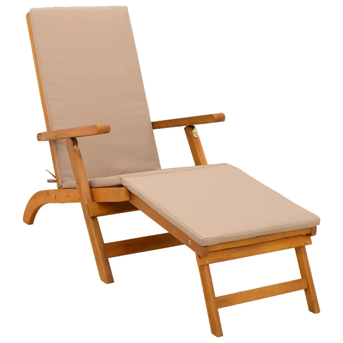 Sun Lounger Brown 2 pcs Adjustable Backrest Folding Chair Acacia Wood