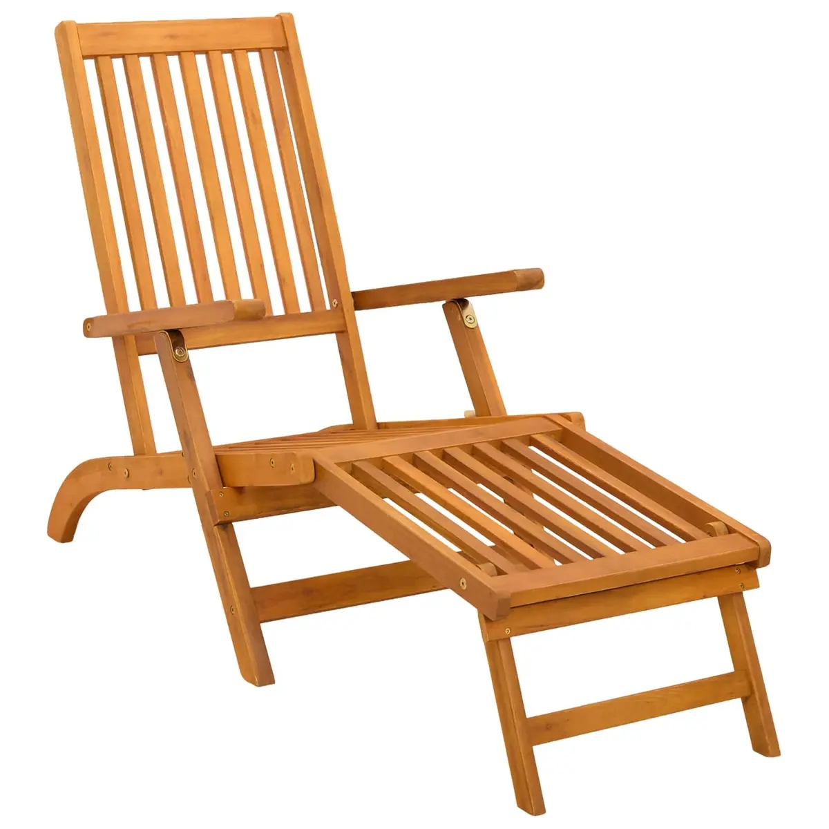 Reclining Sun Lounger Brown Set of 3 Adjustable Backrest Folding Chair