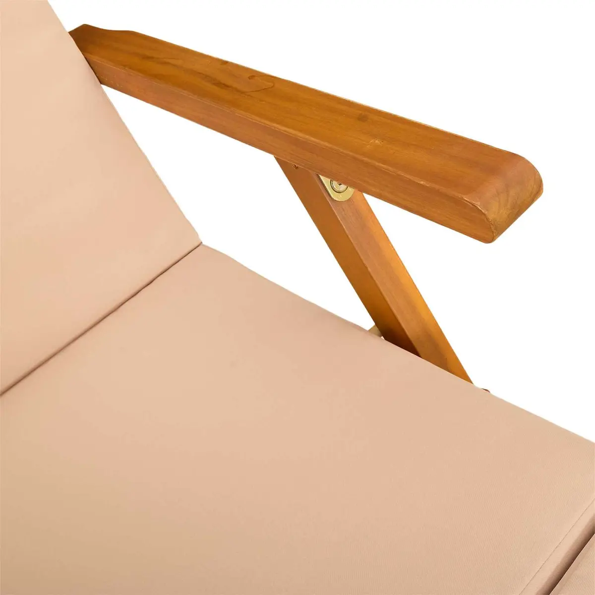 Sun Lounger Brown 3 Pieces Reclining Folding Chair Solid Acacia Wood Garden Patio