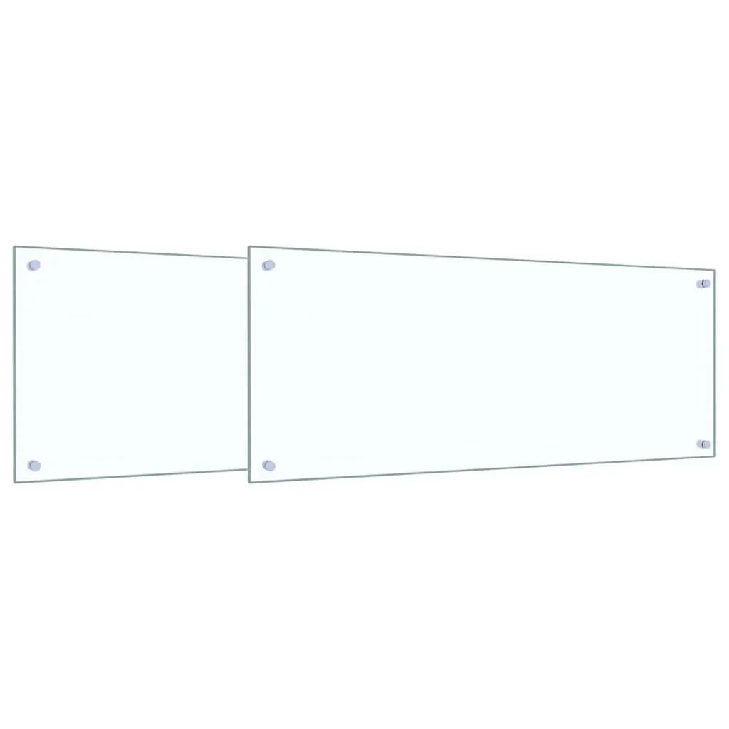 Kitchen Backsplash Transparent 100 x 40 cm Tempered Glass Heat Resistant 2 Piece