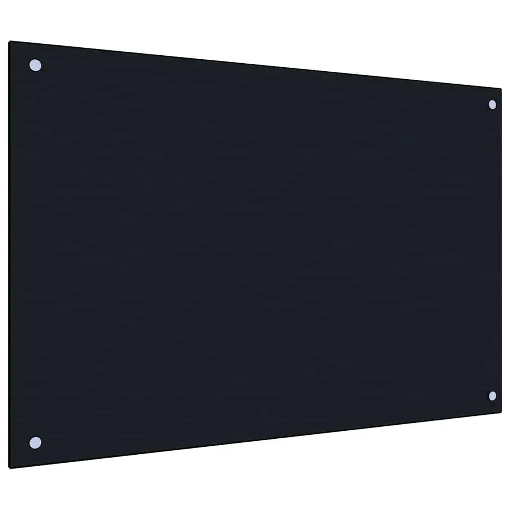 Kitchen Backsplash Black 90 x 60 cm Tempered Glass Splashback Heat Resistant 2 Piece