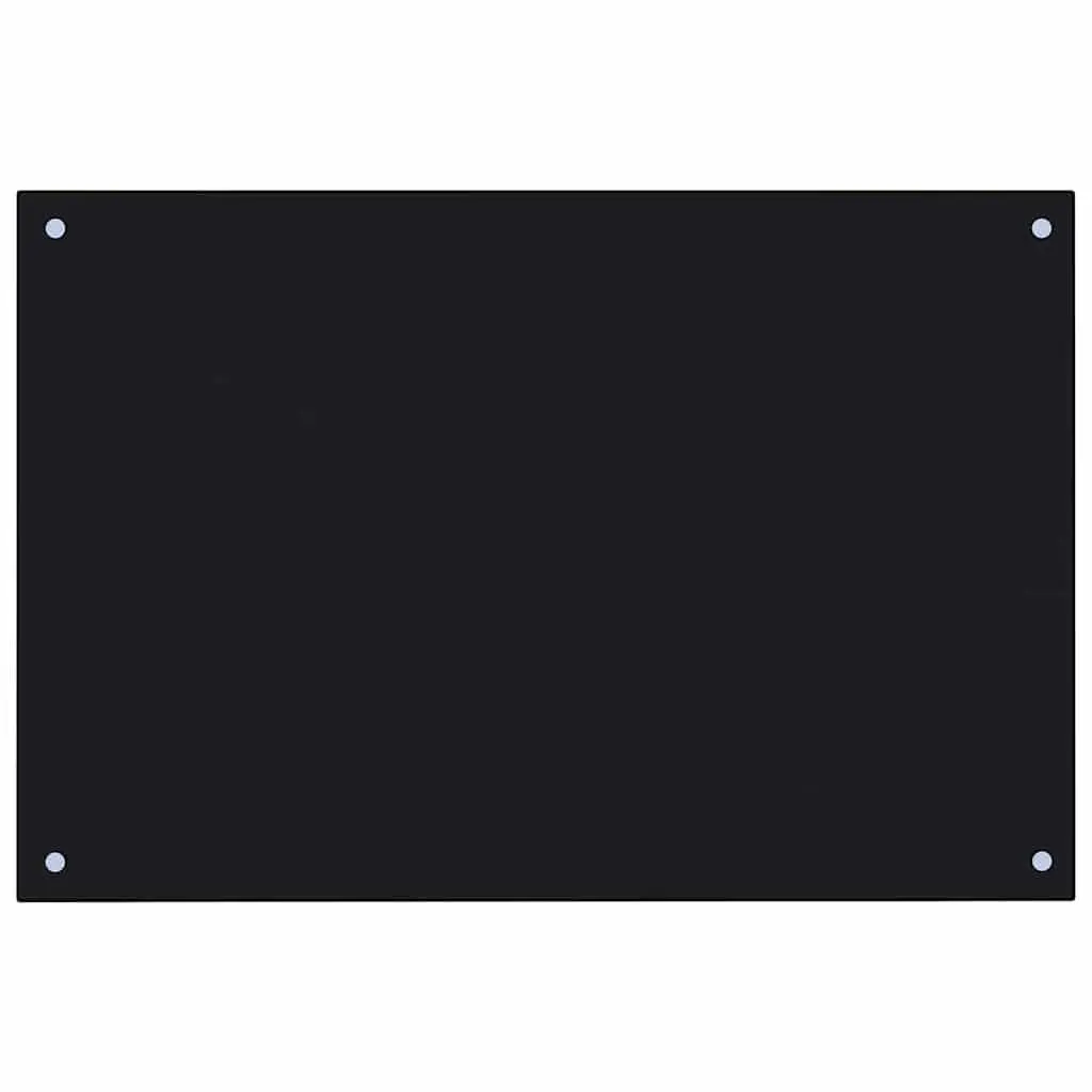 Kitchen Backsplash Black 90 x 60 cm Tempered Glass Splashback Heat Resistant 2 Piece