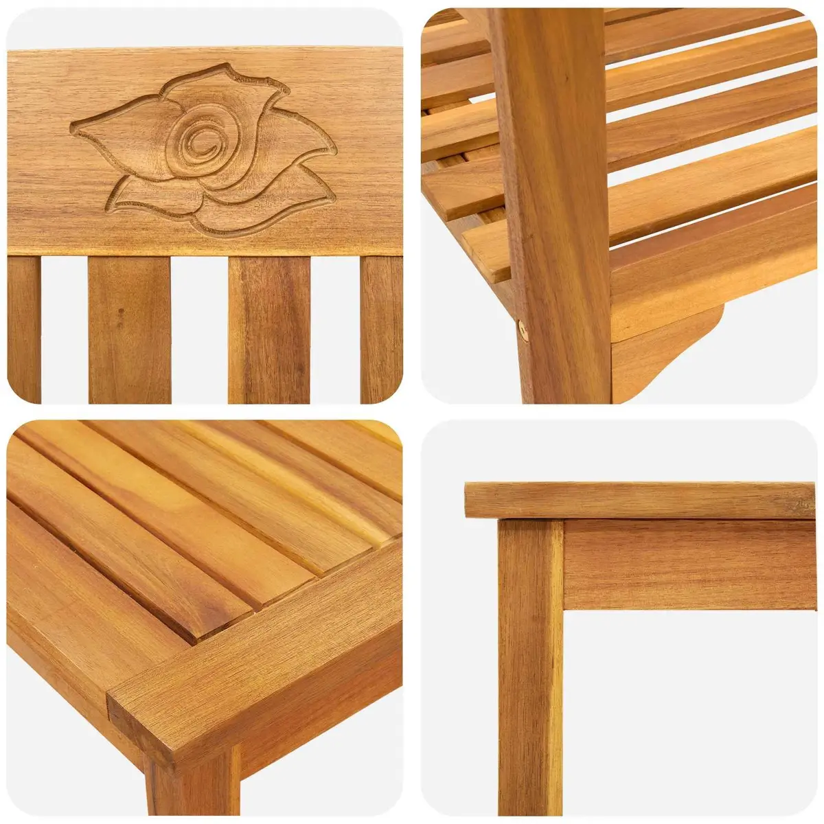 Garden Rose Lounge Set 4 Piece Outdoor Furniture Brown Wood Patio Seating