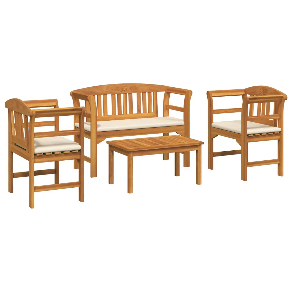 Garden Rose Lounge Set 4 Pieces Outdoor Furniture Acacia Wood Patio Seating