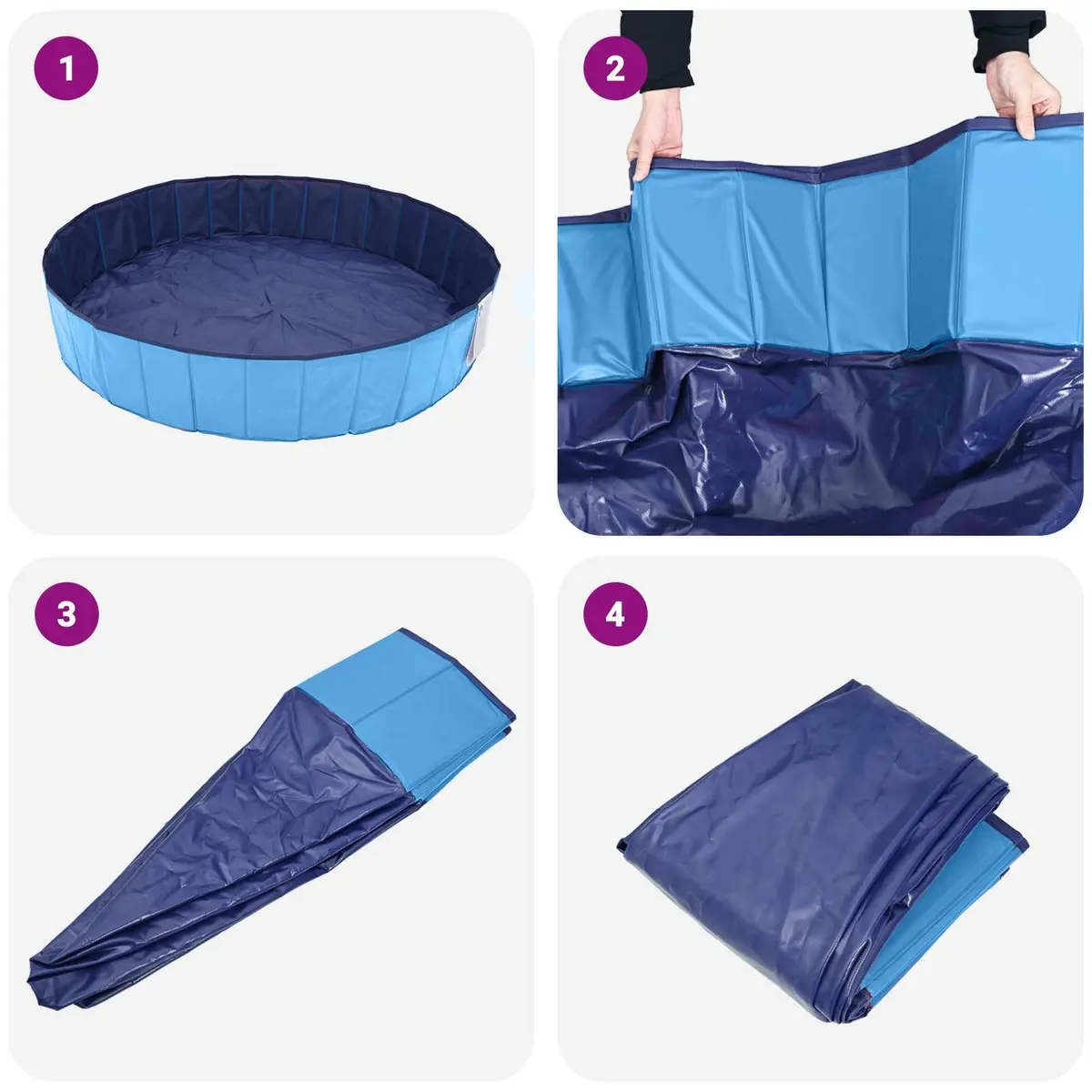 Kids Foldable Swimming Pool Outdoor Garden Backyard Portable PVC Blue Round