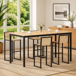 Concise Modern Bar Table with Pine Wood and Metal