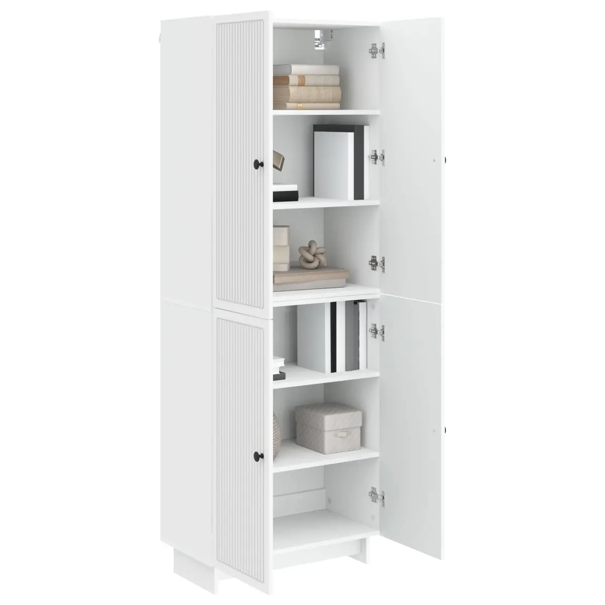 Cabinet Set White 66 x 34.5 x 90 cm Smart Storage with LED Lights and USB Power Hubs