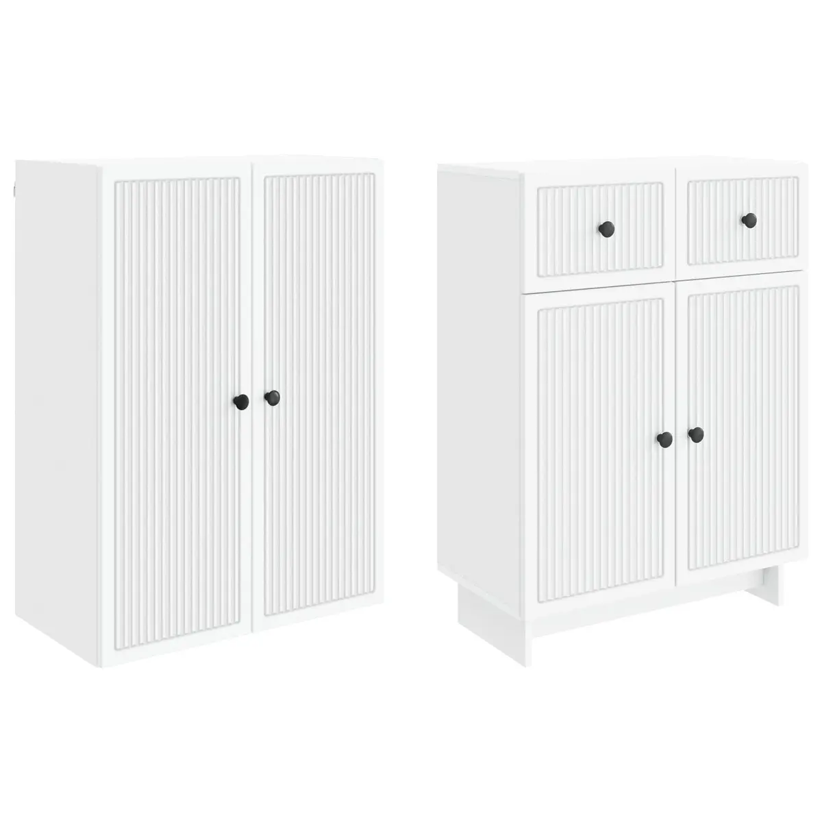 Storage Cabinet Set 2 Pieces White Engineered Wood 66 x 34.5 x 90 cm Furniture