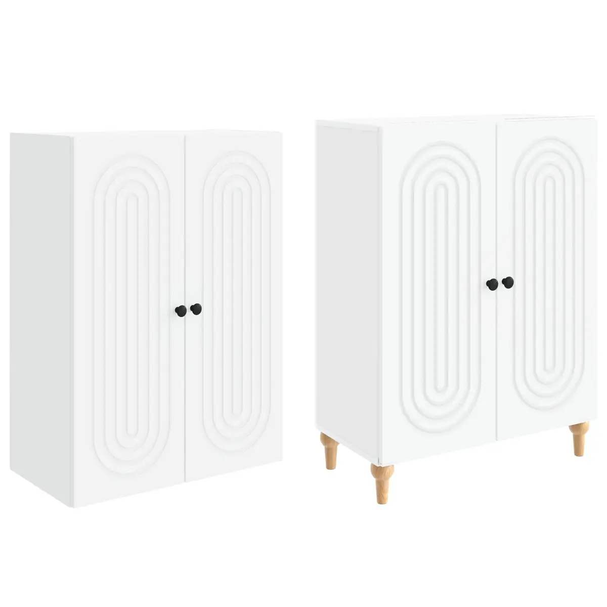 2 Piece Engineered Wood Cabinet Set Modern Minimalist Storage Furniture 66x34.5x90cm Suitable for Living Room