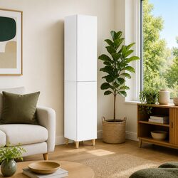 Compact White Cabinet Set: Modular 2-Piece Solution