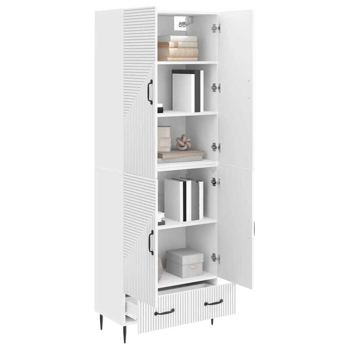 Cabinet Set 2 Pieces Engineered Wood 66 x 34.5 x 95 cm LED Lighting USB Outlets