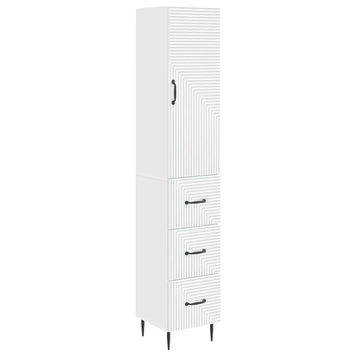 Storage Cabinet Set 2 Pieces White Modern Furniture Engineered Wood Shelves