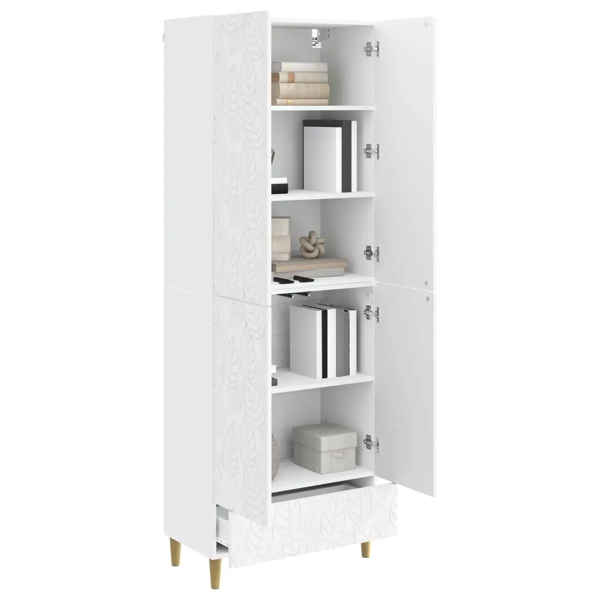 Cabinet Set White 2 Pieces Storage Furniture Drawers Shelves Home Office