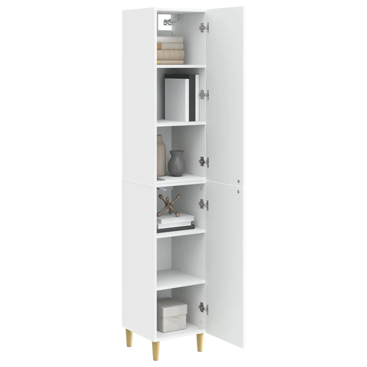 Cabinet Set 2 pcs White Storage Furniture Engineered Wood Composite Living Room