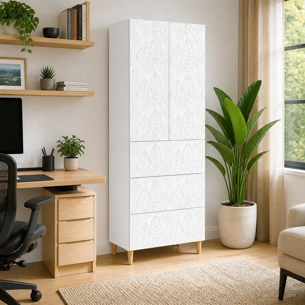 Storage Cabinet Set 2 pcs White 66cm Modern Engineered Wood Office Living Room