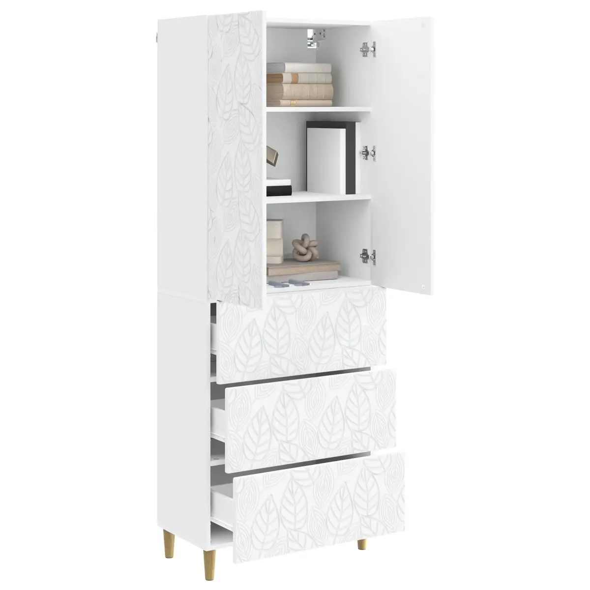 Storage Cabinet Set 2 pcs White 66cm Modern Engineered Wood Office Living Room
