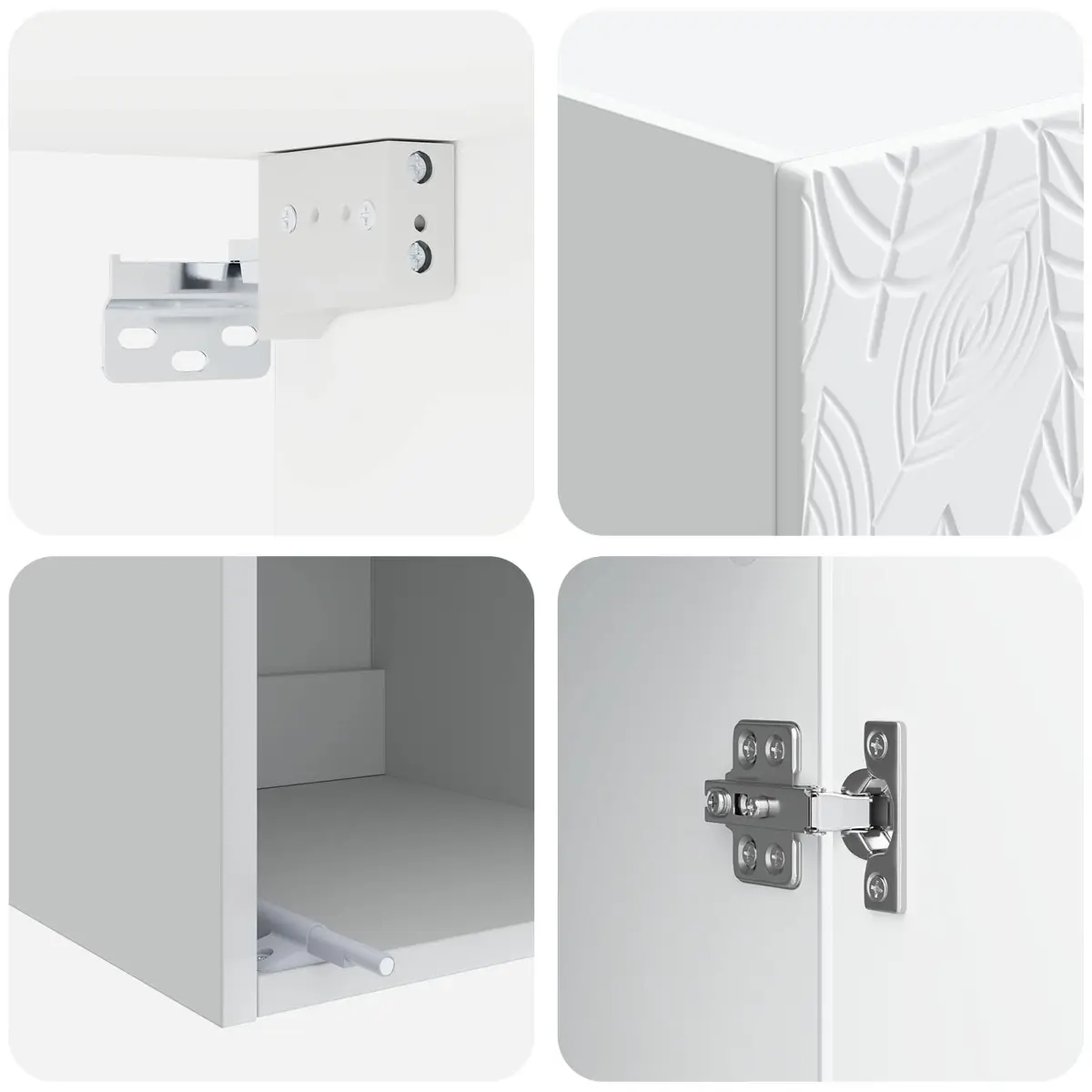 White Storage Cabinet Set 2 pcs Engineered Wood Shelves Doors Handles Home