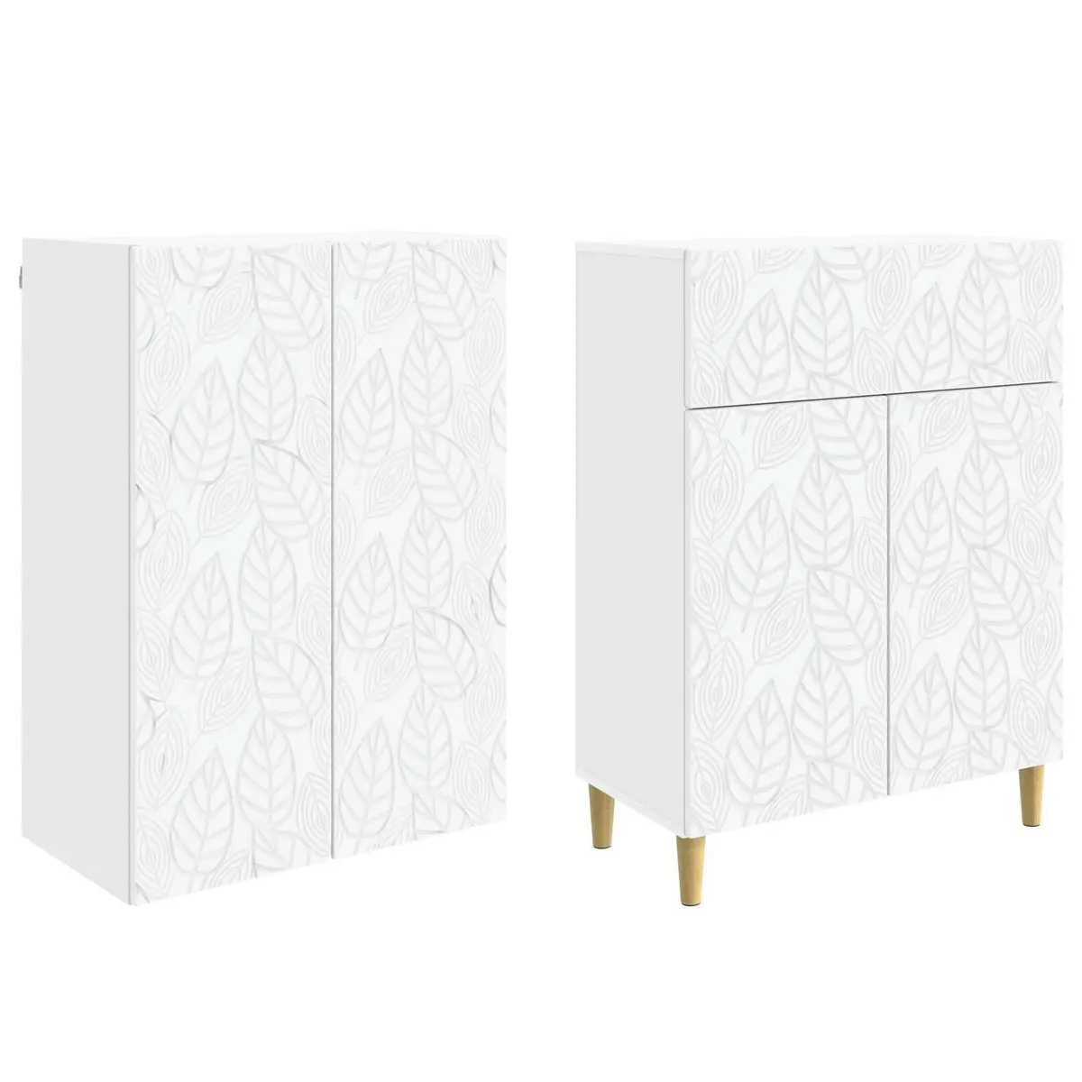 Cabinet Set White 2 Pcs Storage Cabinets Home Furniture with Shelves Drawers