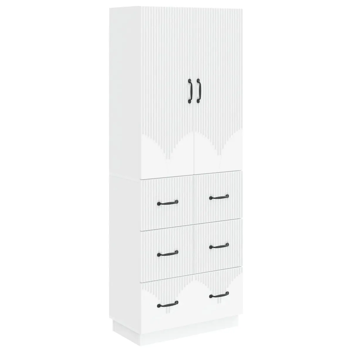 Storage Cabinet Set White 66 x 34.5 x 87 cm Adjustable Shelves Sliding Doors Multiple Drawers