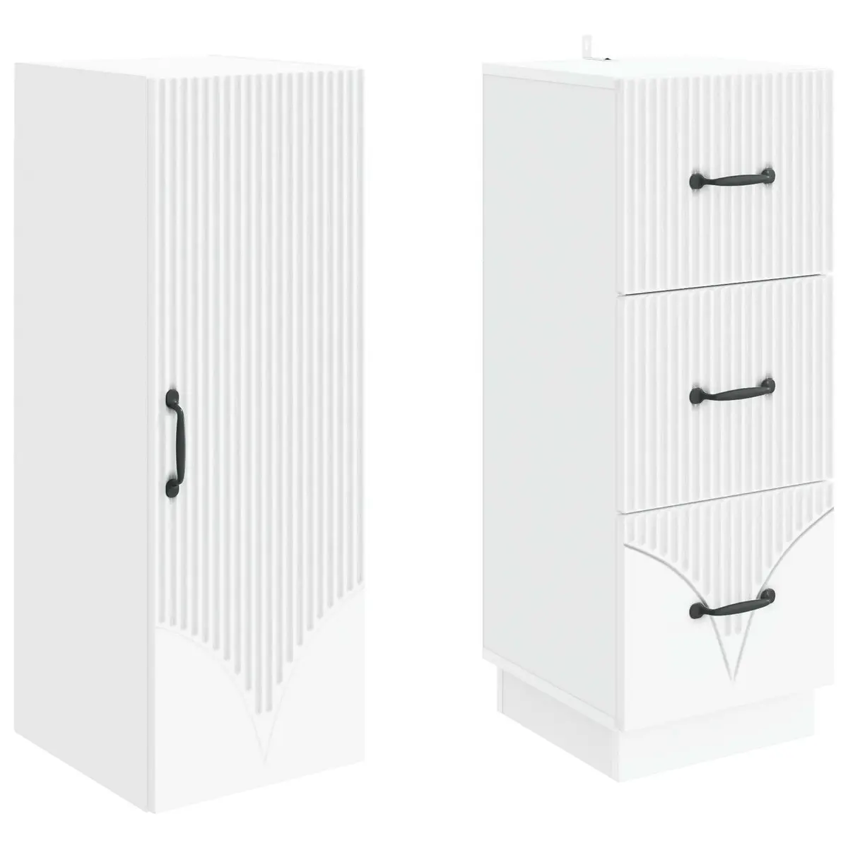 Storage Cabinet Set White 2 Piece Modern Sliding Doors Shelves Drawers Organizer