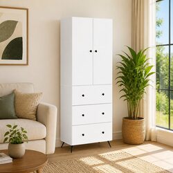 Compact White Storage Cabinet Set - 2 Pieces