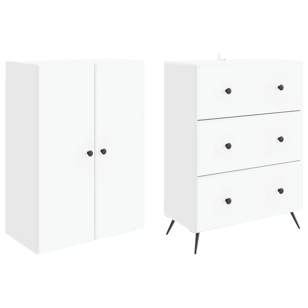 Storage Cabinet Set White 66 x 34.5 x 90 cm Sliding Doors Shelves Drawers