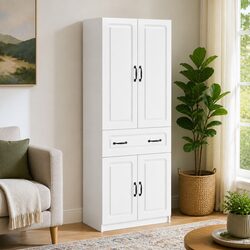 Efficient 2-Piece White Storage Cabinet Set