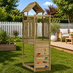 Play Tower Outdoor Playground Set Kids Backyard Swing Slide Climbing Brown