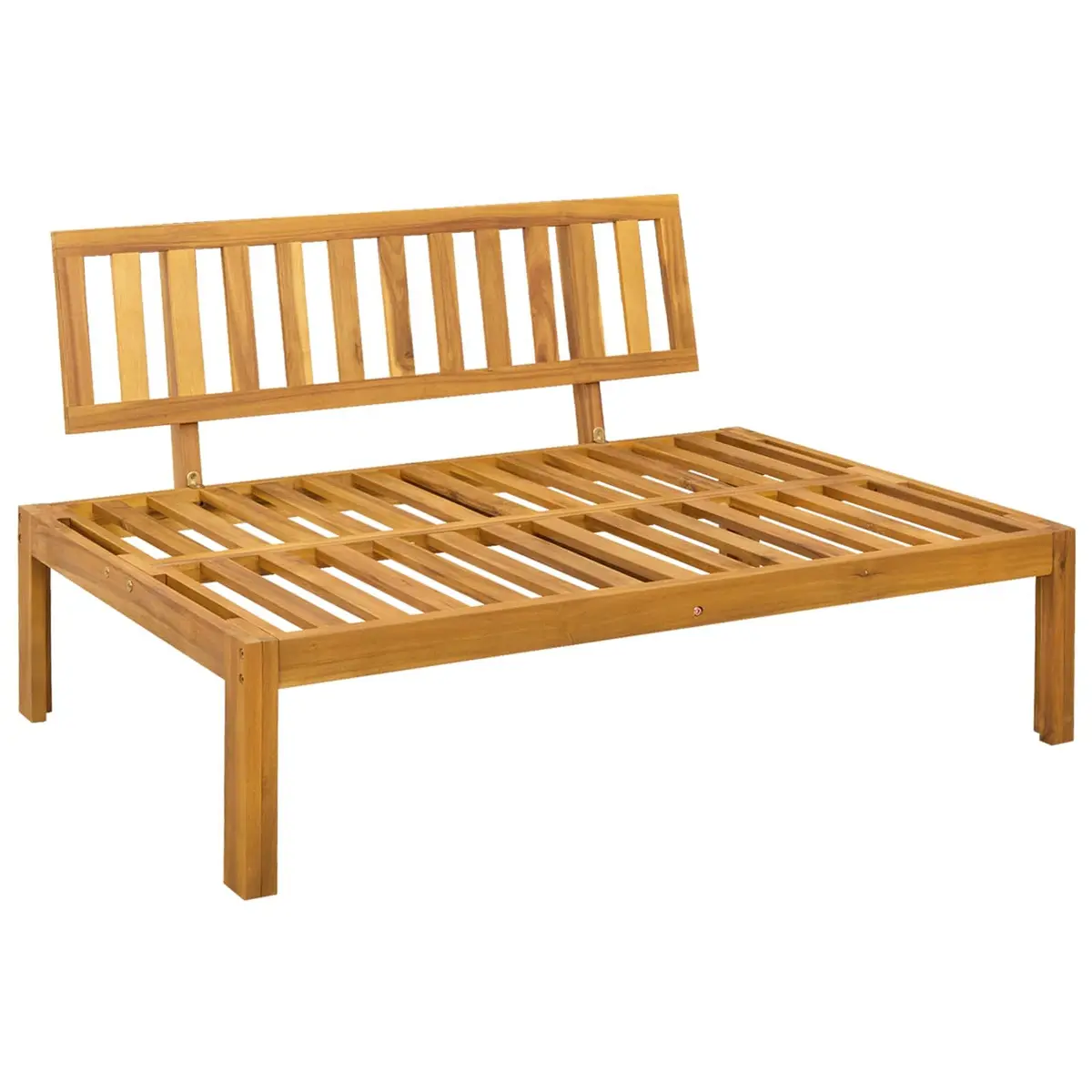 Outdoor Sectional Sofa Unit Natural Cream White 2 Piece Acacia Wood Garden Patio Furniture Set