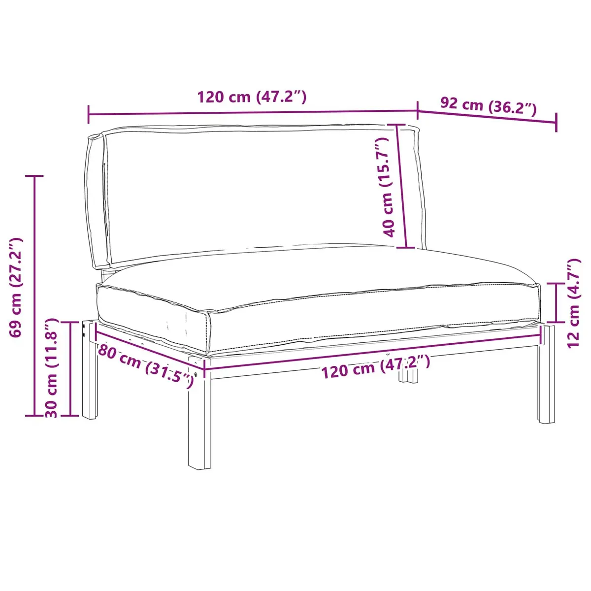 Modular Sofa Set Anthracite Solid Acacia Wood Outdoor Garden Furniture Weather Resistant