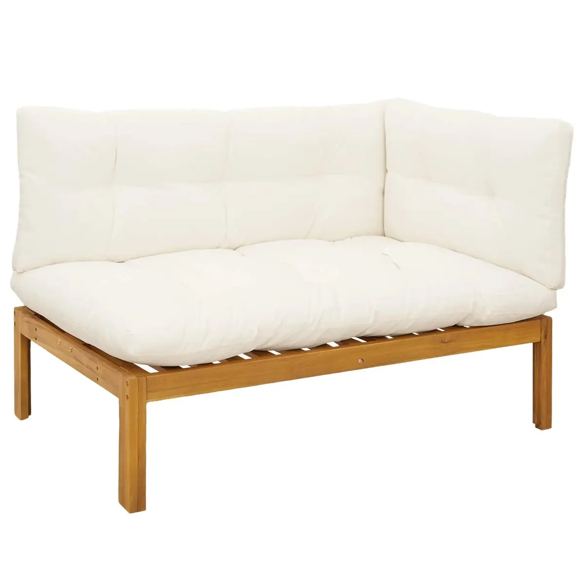 Outdoor Sectional Sofa Brown 4 Piece Corner Lounge Set with Foam-Padded Cushions and Matching Low Table