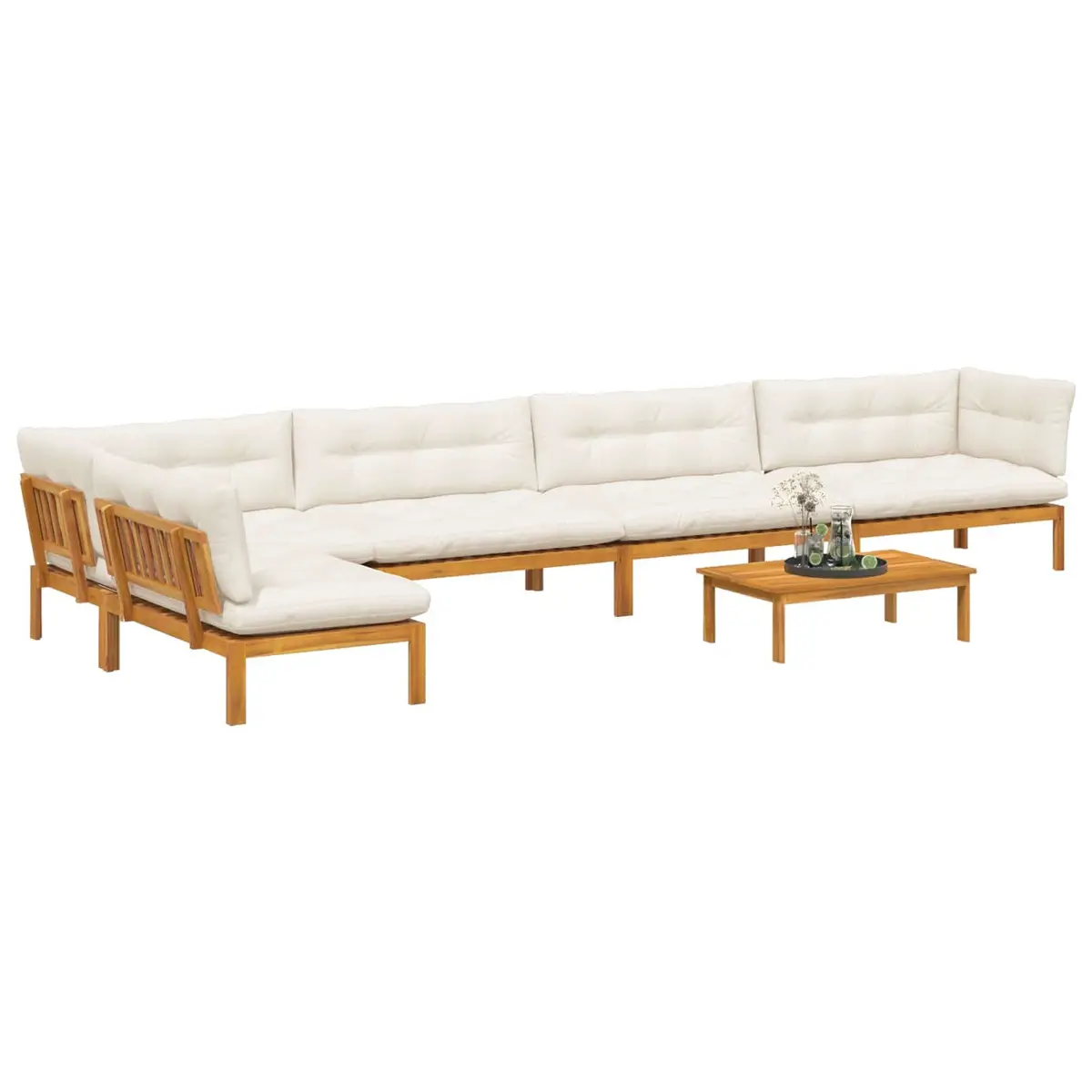 Outdoor Sectional Sofa Unit Brown 6 Piece Garden Pallet Lounge Corner Seating Set