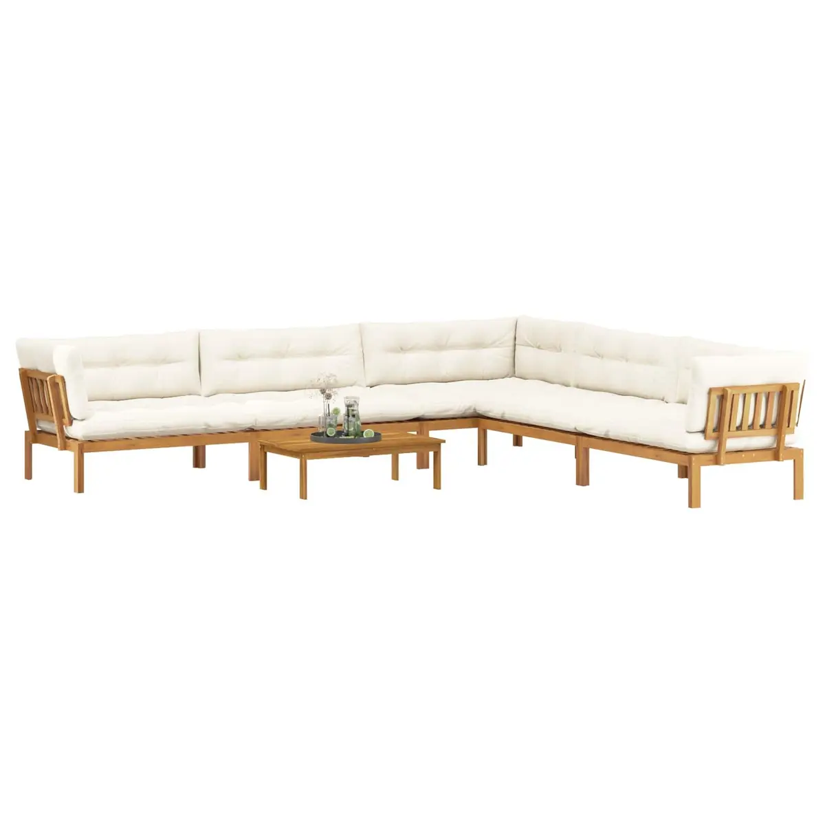 Garden Pallet Sofa Brown 6 Piece Outdoor Sectional Set Acacia Wood Corner Lounge