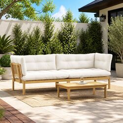 Outdoor Sectional Sofa Corner Lounge Set 2 Piece with Low Table Garden Patio
