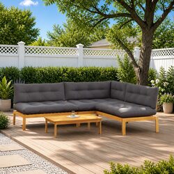 Outdoor Sectional Sofa Corner Lounge Set 4 Piece Garden Pallet Seating with