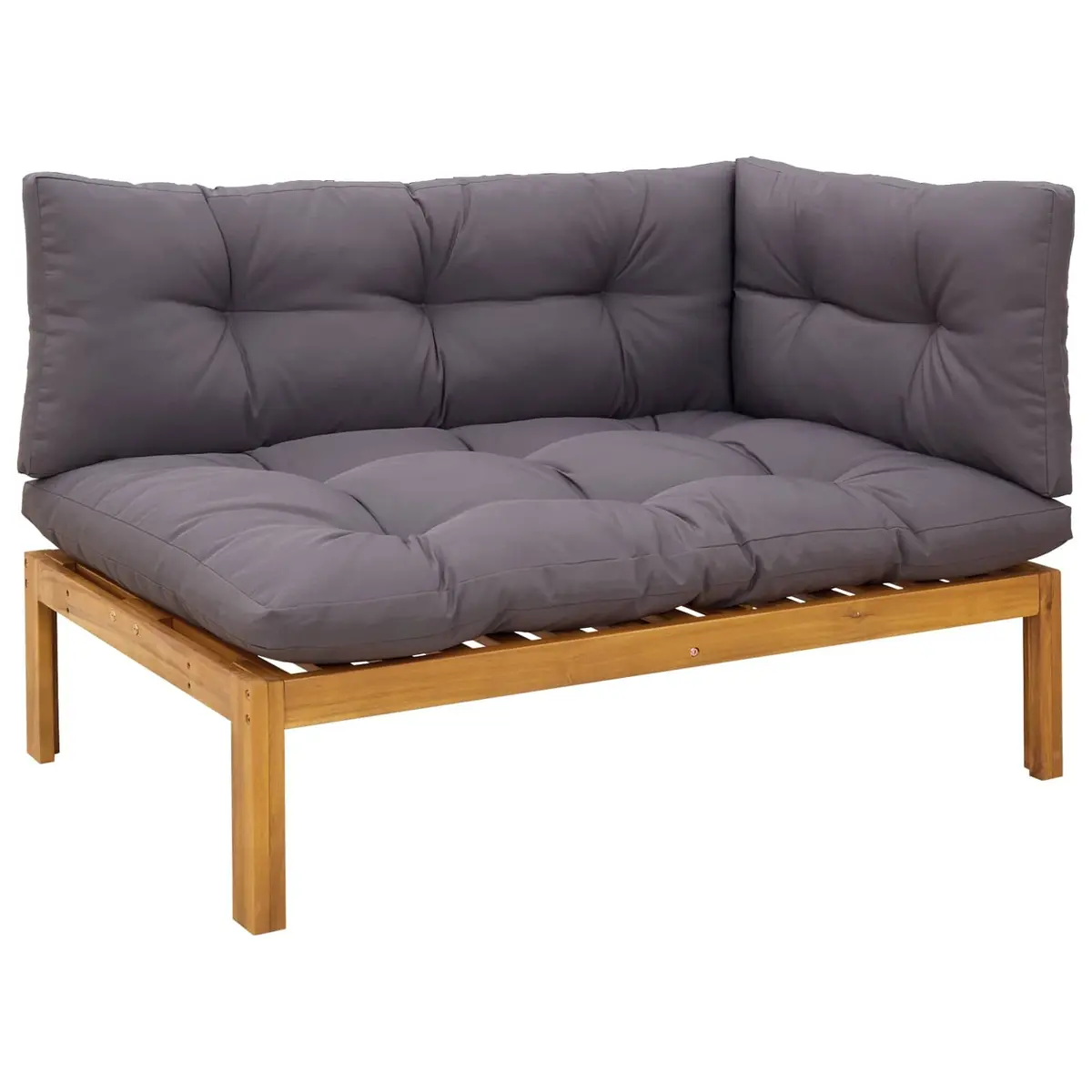 6 Piece Brown Garden Pallet Sofa Set Solid Acacia Wood Corner Lounge Outdoor Sectional Seating with Matching Low Table