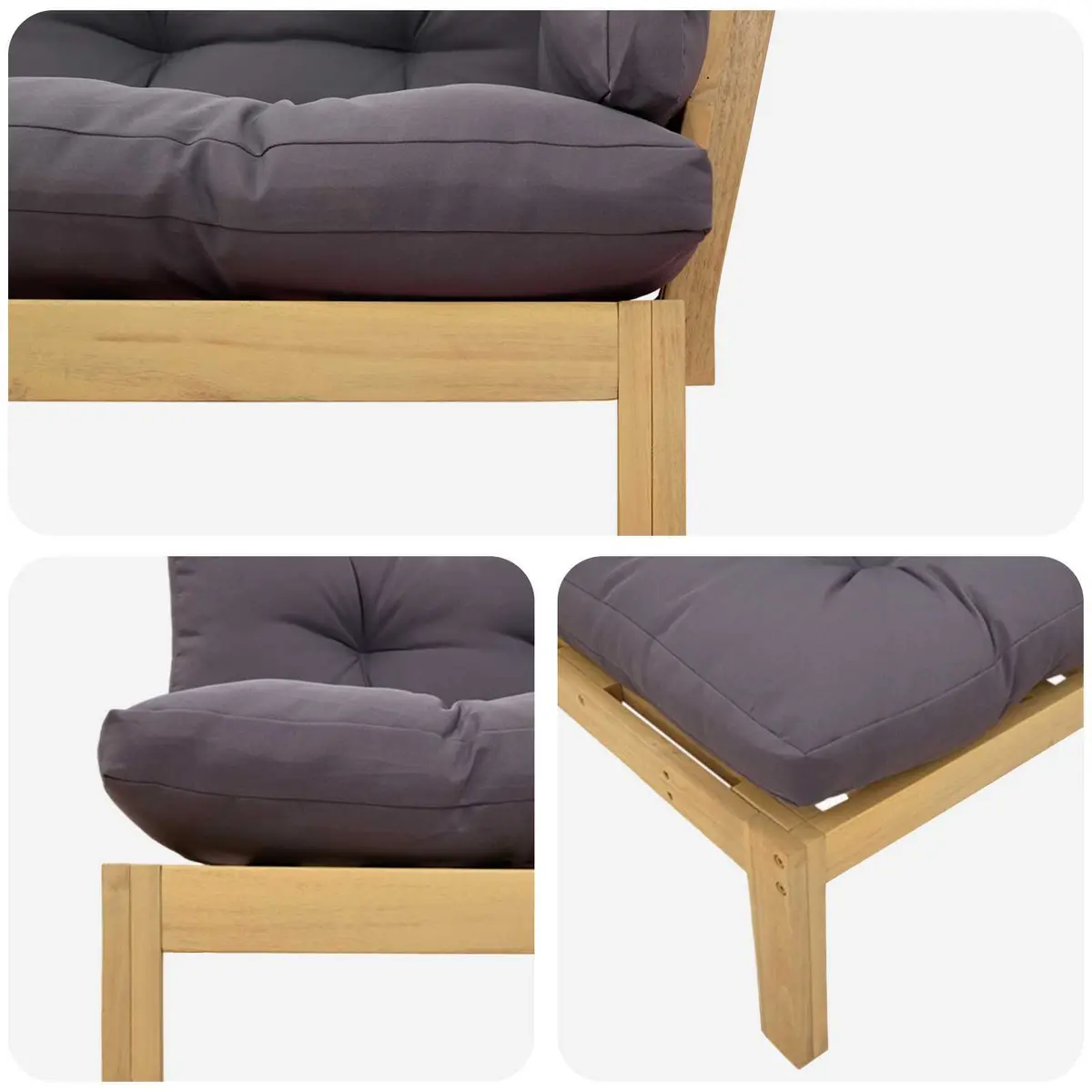 Garden Pallet Sectional Sofa Set Light Brown Dark Grey 2 Piece Corner Lounge Weather Resistant Outdoor Furniture
