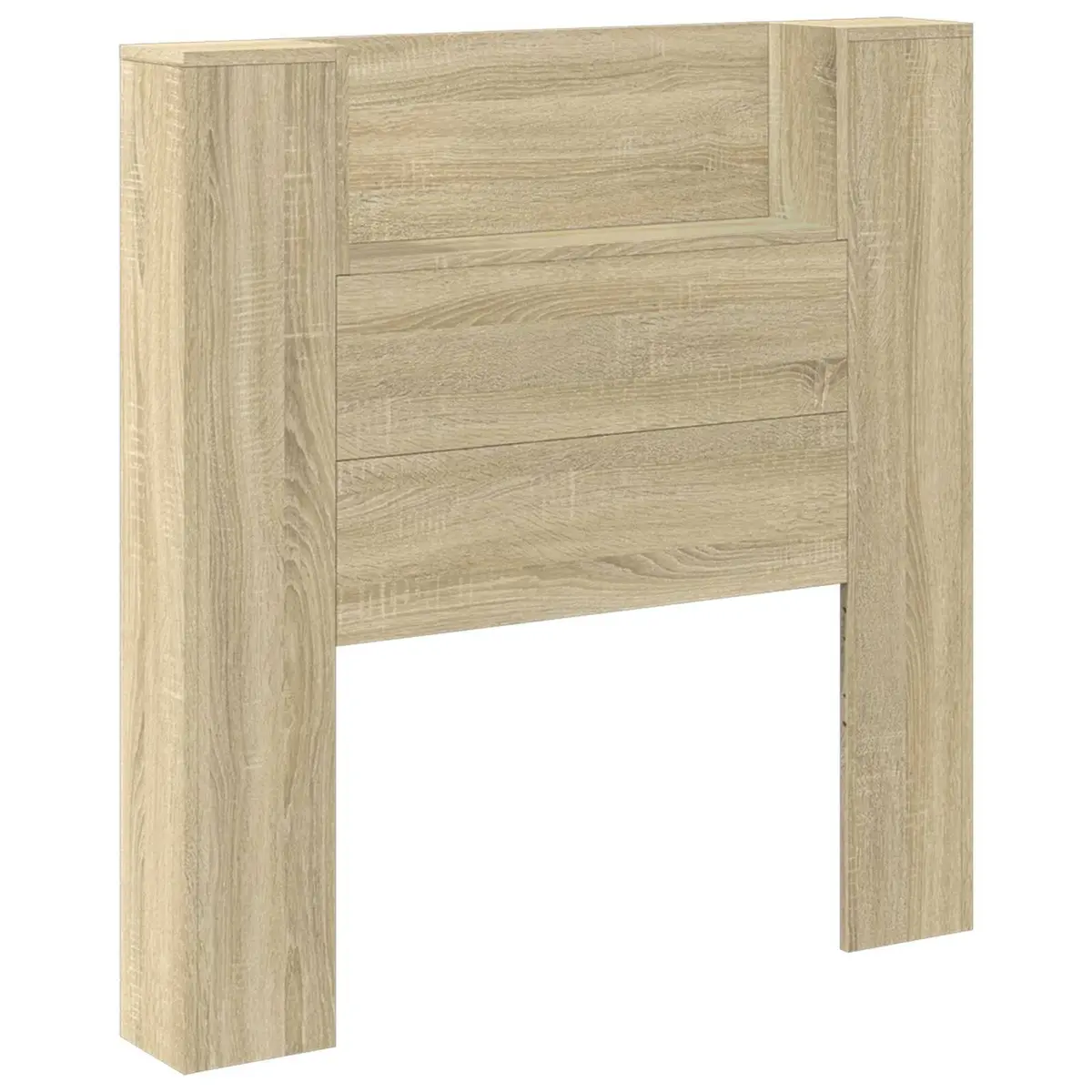 Storage Headboard with RGB LED Lights Engineered Wood Bedroom Furniture Shelf