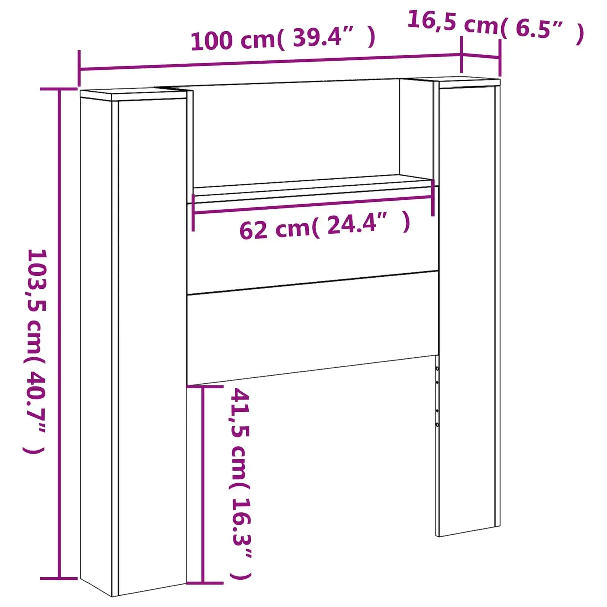 Storage Headboard with RGB LED Lights Engineered Wood Bedroom Furniture Shelf