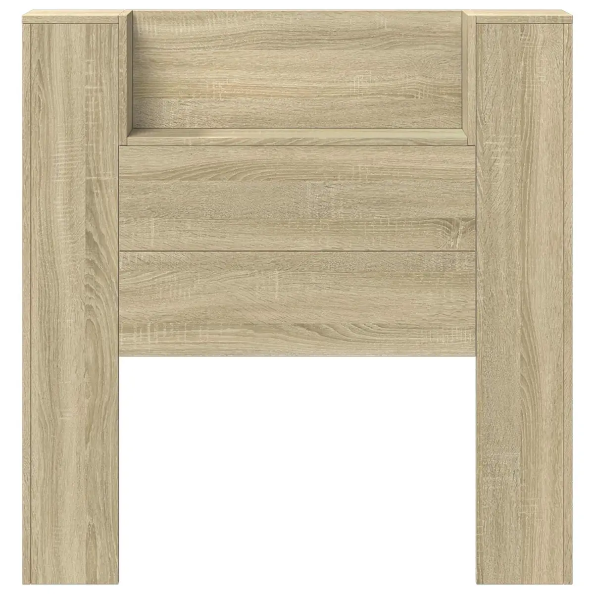Storage Headboard with RGB LED Lights Engineered Wood Bedroom Furniture Shelf