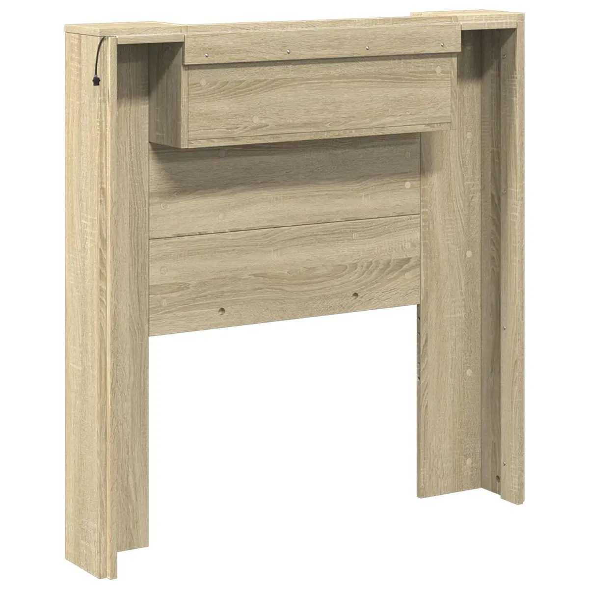Storage Headboard with RGB LED Lights Engineered Wood Bedroom Furniture Shelf