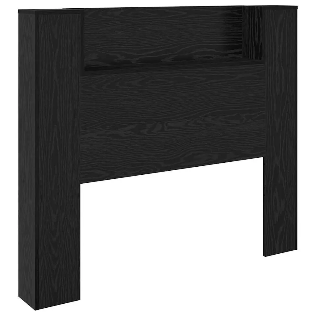 Storage Headboard Black Engineered Wood RGB LED Lights with Adjustable Colors and Brightness