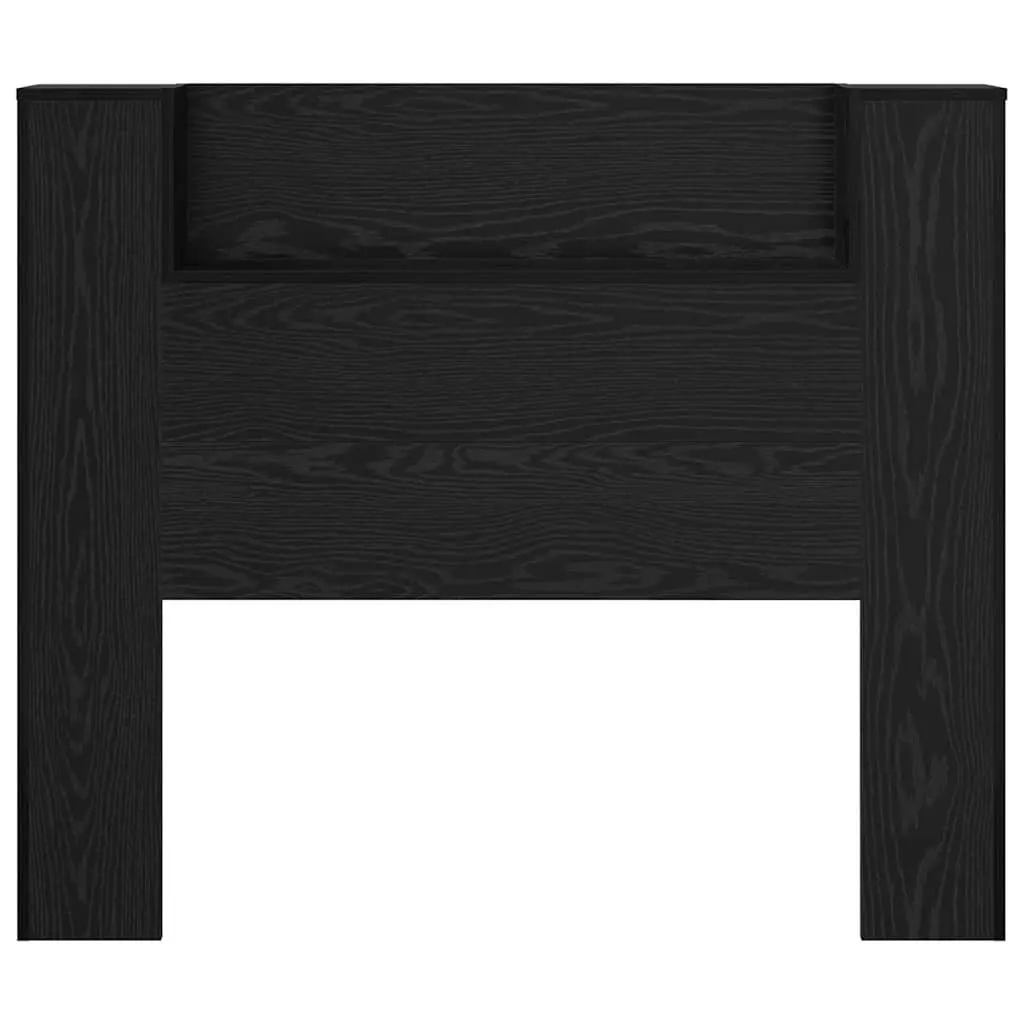 Storage Headboard Black Engineered Wood RGB LED Lights with Adjustable Colors and Brightness