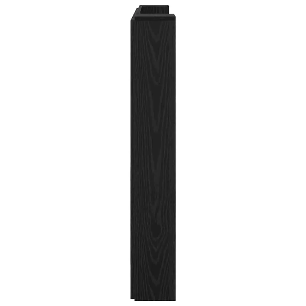 Storage Headboard Black Engineered Wood RGB LED Lights with Adjustable Colors and Brightness