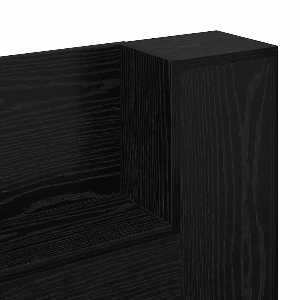 Storage Headboard Black Engineered Wood RGB LED Lights with Adjustable Colors and Brightness