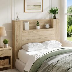 Compact Storage Headboard with Adjustable LED Lights