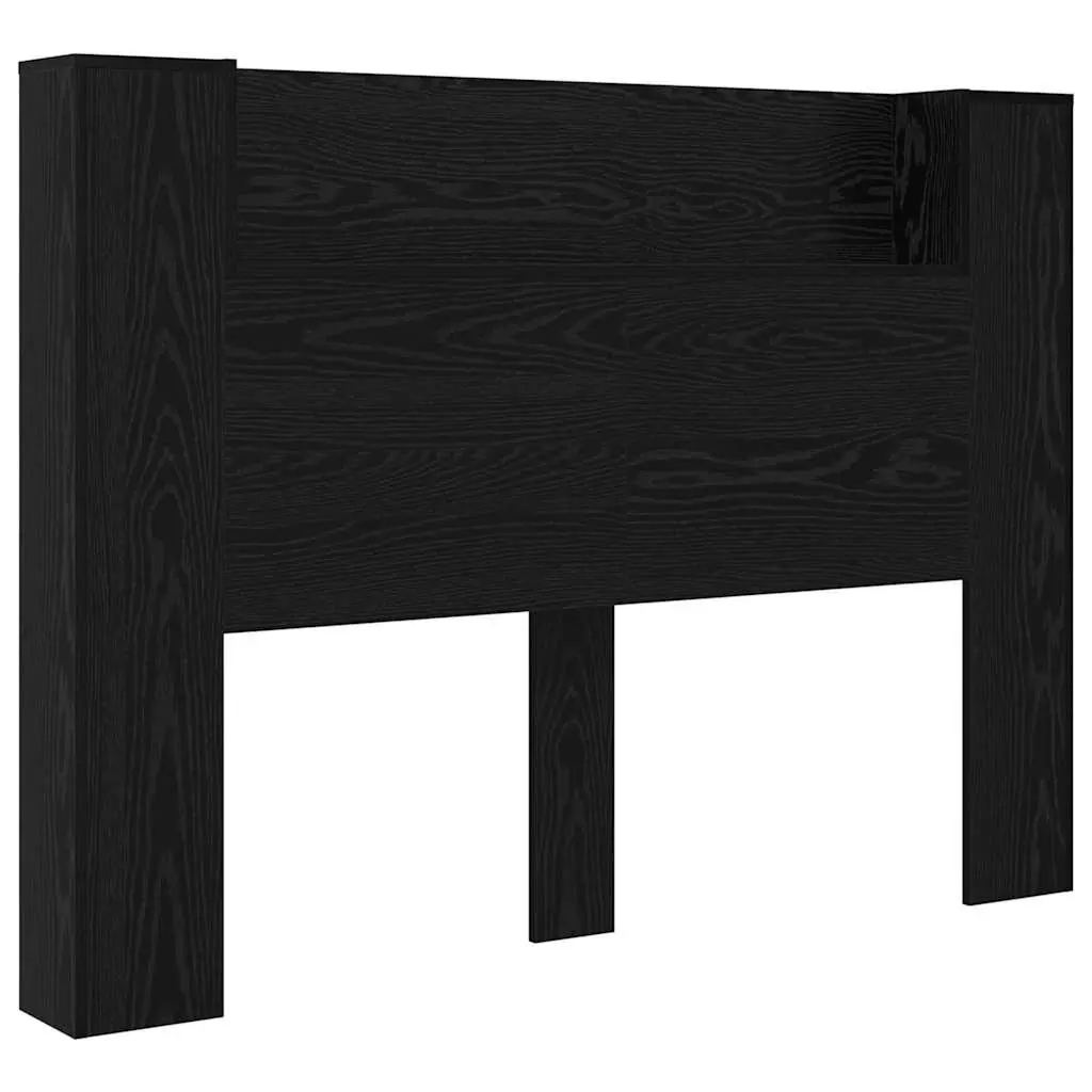 Storage Headboard with RGB LED Lights Black Engineered Wood Bedroom Furniture